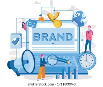 Brand building. Vector illustration for web banner, infographics, mobile. 