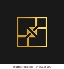 Brande Business-Logo-Design-Vektorgrafik mit kreativem Quadratkonzept und goldenem Farbverlauf