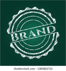 Brand chalk emblem written on a blackboard. Vector Illustration. Detailed.