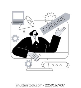 Brand communication guideline abstract concept vector illustration. Brand guidelines, communication standard, visual identity, representation in media, communicative strategy abstract metaphor.