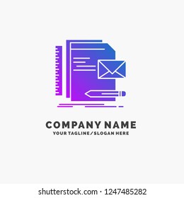 Brand, company, identity, letter, presentation Purple Business Logo Template. Place for Tagline.