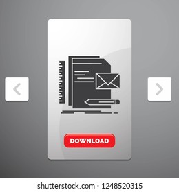 Brand, company, identity, letter, presentation Glyph Icon in Carousal Pagination Slider Design & Red Download Button