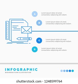 Brand, company, identity, letter, presentation Infographics Template for Website and Presentation. Line Blue icon infographic style vector illustration