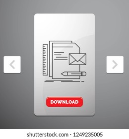 Brand, company, identity, letter, presentation Line Icon in Carousal Pagination Slider Design & Red Download Button