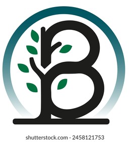 Brand company logo for green and eco friendly logo design with letter B