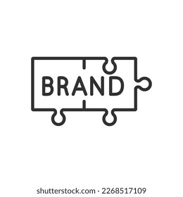 Componentes de marca, icono lineal. Las piezas de ranura se suman a una marca. El concepto de negocio Línea con trazo editable