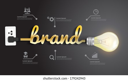 Brand Concept, Creative Light Bulb Idea Abstract Infographic  Layout, Diagram, Step Up Options, Vector Illustration Modern Design Template