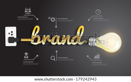 Brand concept, Creative light bulb idea abstract infographic  layout, diagram, step up options, Vector illustration modern design template