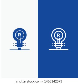 Brand, Concept, Genuine, Idea, Logo Line and Glyph Solid icon Blue banner Line and Glyph Solid icon Blue banner. Vector Icon Template background