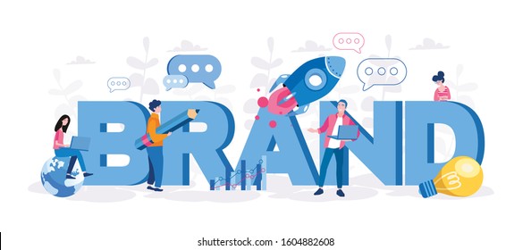 Brand, Corporate identity, company personality development. Vector illustration for web banner, infographics, mobile. Reputation management. Brand building, brand persona, brand communication 