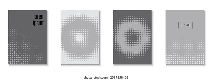 Brand Cover Set. Business Grey And Black  Flyer. Greyscale Music Pattern. Abstract Texture. Summer Concept With Minimal Art. Linear Shapes For Brand Folder. White Brand Cover