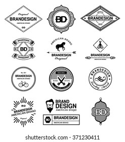 BRAND DESIGN ELEMENTS INDUSTRIAL STYLE. Elements such as logos for business, labels, ribbons, symbols...Editable vector illustration file.