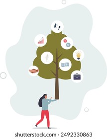 Brand development and company product recognition growth.flat design.illustration with people.