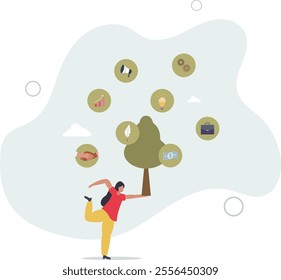 Brand development and company product recognition growth.flat characters.