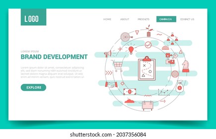 concepto de desarrollo de marca con icono de círculo para plantilla de sitio web o página de inicio