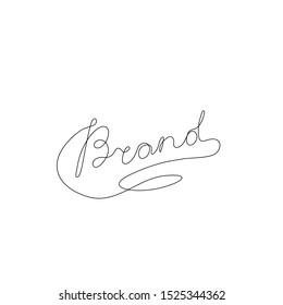 Brand drawn lettering, continuous line drawing, small tattoo, modern calligraphy, print for clothes, emblem or logo design, one single line on a white background, isolated vector illustration