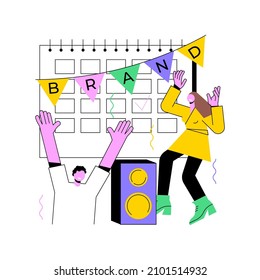 Brand event abstract concept vector illustration. Event management, sponsored organization, brand presence, marketing booth, event-specific landing page, display advertising abstract metaphor.