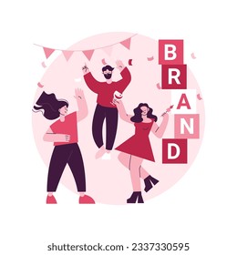 Brand event abstract concept vector illustration. Event management, sponsored organization, brand presence, marketing booth, event-specific landing page, display advertising abstract metaphor.