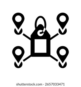 Ilustración vectorial de glifo de icono de extensión de marca
