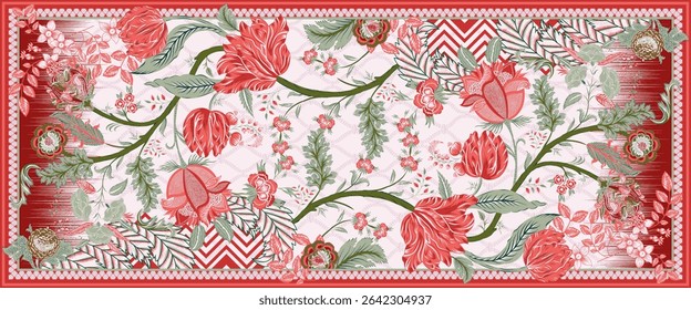 Dupatta de design floral de marca com cor de base de Lite 