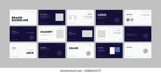 Brand Guideline Design Template. Logo and Brand identity strategy guide manual presentation. Logo guideline book.