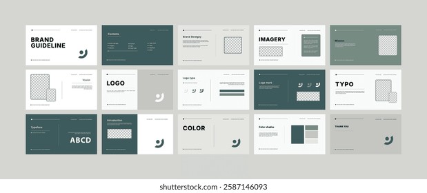 Brand Guideline Design Template. Logo and Brand identity strategy guide manual presentation Complete Layout. Logo guideline book.