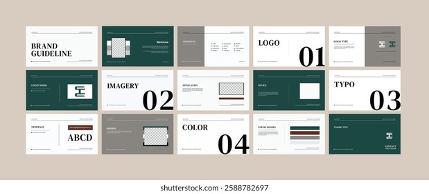 Brand Guideline Design Template. Logo and Brand identity strategy guide manual presentation. Logo guideline book.