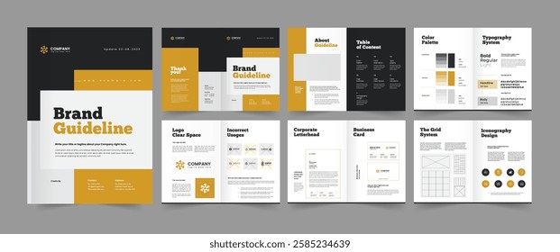 Brand Guideline, Brand Guidelines Presentation Template, Logo Guideline, A4 Guidelines Layout Design
