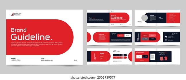 brand guideline landscape template for brand identity presentation guide layout	
