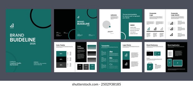 brand guideline portfolio template, brand identity brochure cover leaflet layout, logo brand guideline