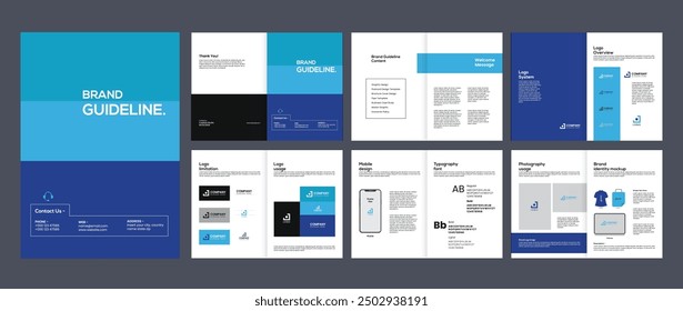 brand guideline portfolio template, brand identity brochure cover leaflet layout, logo brand guideline
