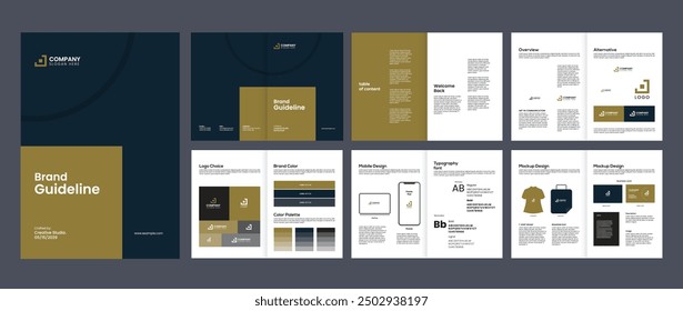 brand guideline portfolio template, brand identity brochure cover leaflet layout, logo brand guideline