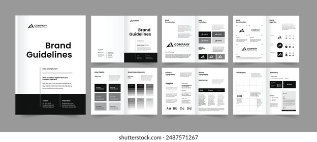 brand guideline template a4 pages brand guidelines with black and white.