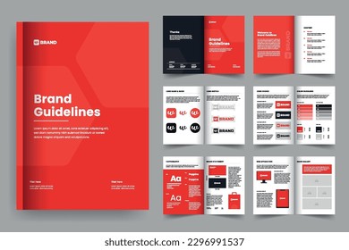 Brand guideline template and brand manual brochure layout design