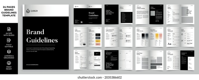 Brand Guideline Template, Simple Style And Modern Layout Brand Book, Brand Identity, Brand Manual, Guide Book