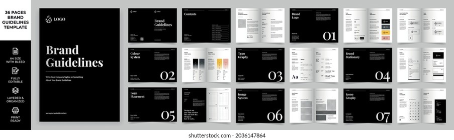 Brand Guideline Template, Simple style and modern layout Brand Book, Brand Identity, Brand Manual, Guide Book