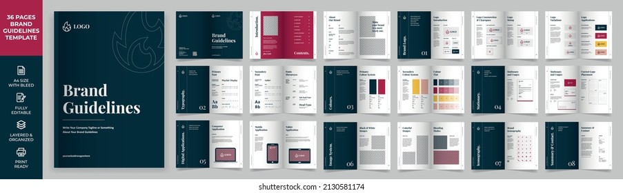 Brand Guideline Template, Simple style and modern layout Brand Book, Brand Identity, Brand Manual, Guide Book