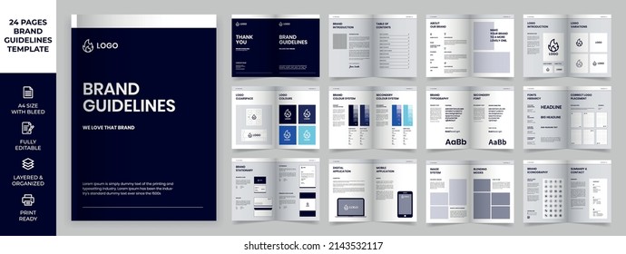 Brand Guideline Template, Simple style and modern layout Brand Book, Brand Manual, Guide Book, Brand Guideline Presentation