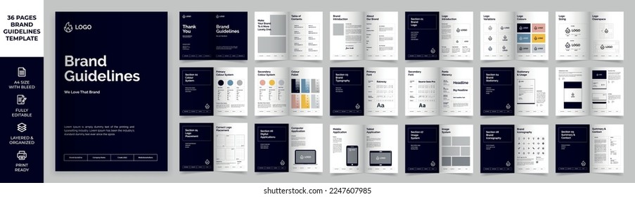 Brand Guideline Template, Simple style and modern layout Brand Style, Brand Identity, Brand Manual, Guide Book