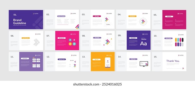 Brand Guidelines identity presentation. Logo Guideline template. Landscape Brand Guidelines. Vector illustration