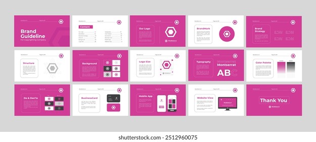 Brand Guidelines Poster Layout Set. Minimal Brand Guideline Template. Brand Identity presentation design. Vector illustration.