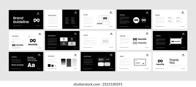 Conjunto de layouts de pôster das Diretrizes da Marca. Modelo moderno de layout de apresentação de identidade de marca. Ilustração vetorial.