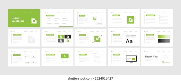 Modelo de layout de pôster das Diretrizes da marca. Apresentação da identidade da marca. Design de modelo manual. Ilustração vetorial de Eps.