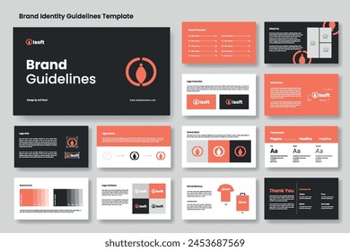 Presentación de lineamientos de marca y Plantilla de guía de identidad de marca corporativa minimalista