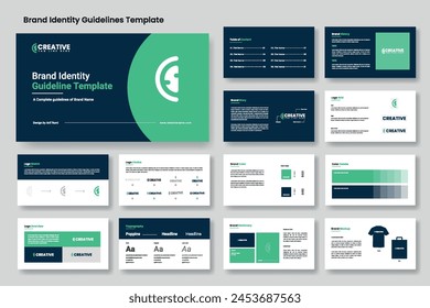 Brand guidelines presentation template and minimal corporate brand identity layout