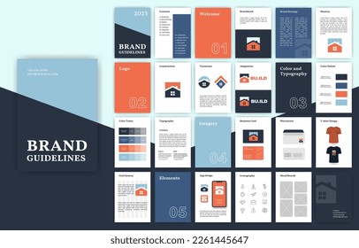 Brand Guidelines template. Corporate identity presentation in A4 size. Logo Guideline template. Logo Guide Book. Logotype presentation