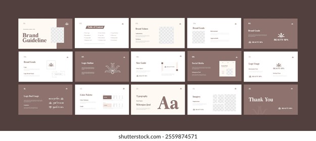 Brand Guidelines Template Design, Landscape brand identity design, Logotype presentation EPS Vector
