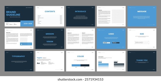 Brand guidelines template, elegant, editable, professional design layout