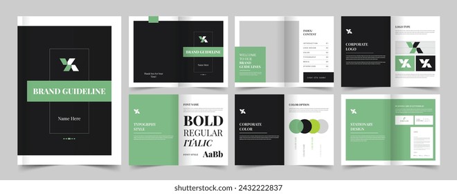 Plantilla de directrices de marca, diseño de presentación de identidad de marca, plantilla de directrices de logotipo, directrices de marca, directrices A4