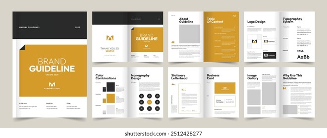 Brand Guidelines Template, Brand Identity Presentation Layout, Logo Guideline template, Brand Guidelines, A4 Guidelines